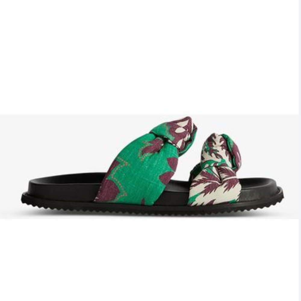 CLAUDIE PIERLOT Knotted floral-print woven slides